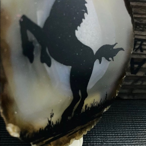 Vintage Sliced Natural Agate Geode Unicorn Light - Picture 6 of 9